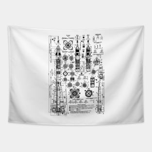 Soyez Rocket Blueprint Black Tapestry