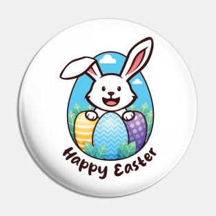 Happy Easter - Easter Bunny (on light colors) Pin