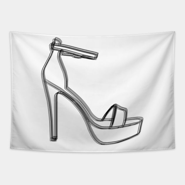 Minimalist High Heel Shoe Drawing Tapestry by Raimondi