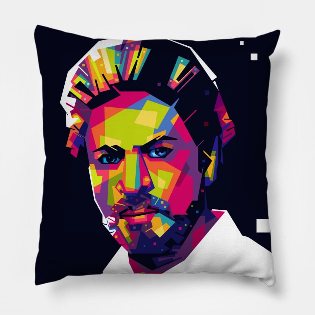 Shah Rukh Khan Colorful with Background Pillow by Paradox Studio