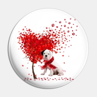 Happy Valentine's Day Heart Tree Love White Boxer Pin