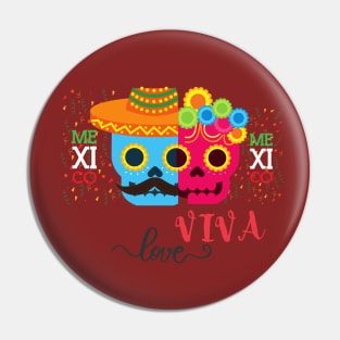 Skulls VIVA LOVE Mexico Pin