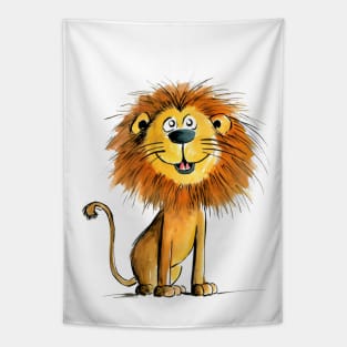 Happy Cartoon Lion Tapestry