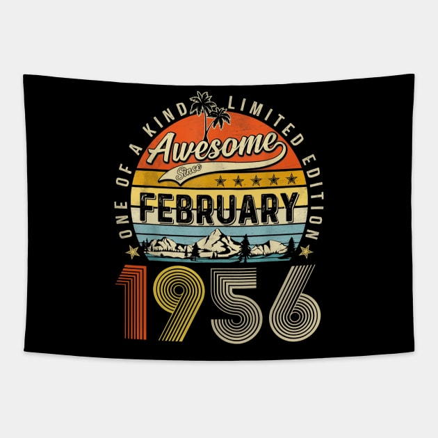 Awesome Since February 1956 Vintage 67th Birthday Tapestry by nakaahikithuy