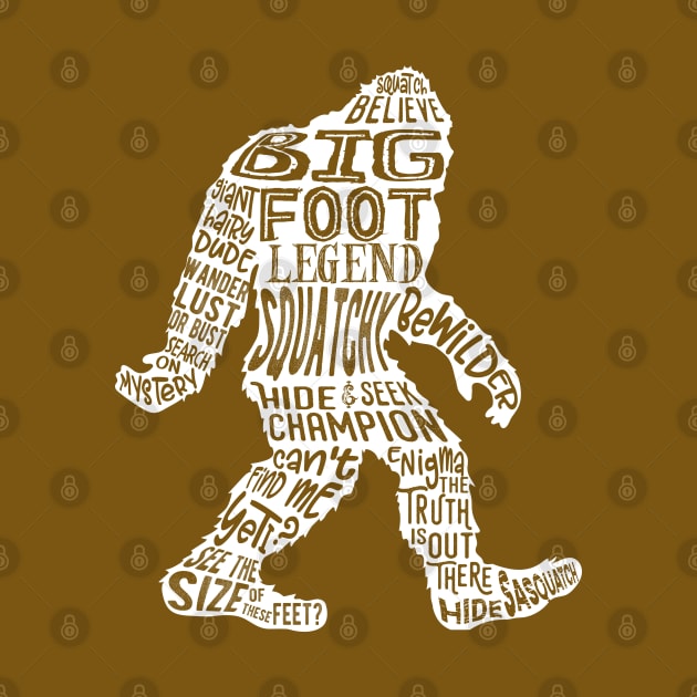 Bigfoot, Sasquatch Word Cloud by Jitterfly