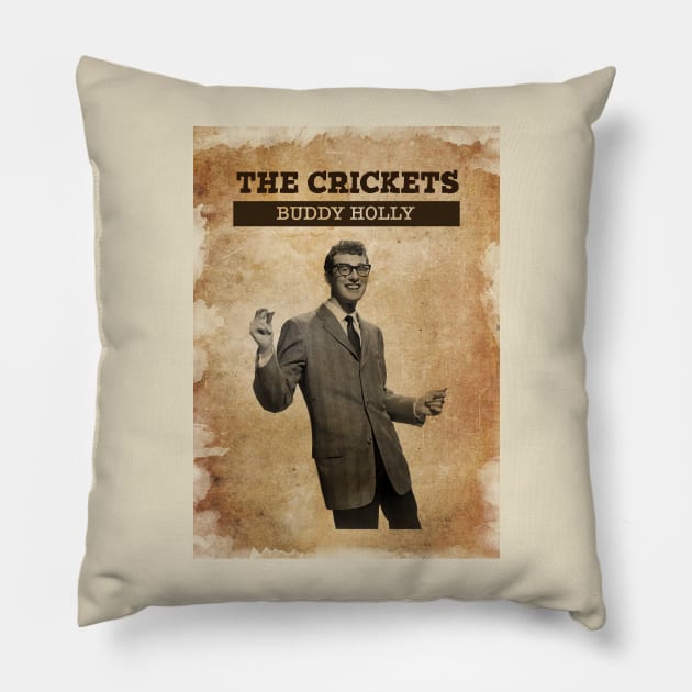 Vintage Old Paper 80s Style The Crickets ///Buddy Holly Pillow by Madesu Art