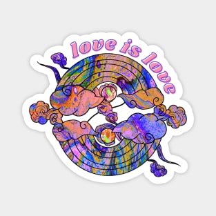 Love is Love Rainbows - Pink Rainbow Tie-Dye Magnet