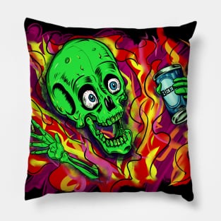 Psychedelic Crazy Party Skull Pillow