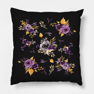 Watercolor Floral |  Purple Peonies and Roses Pillow