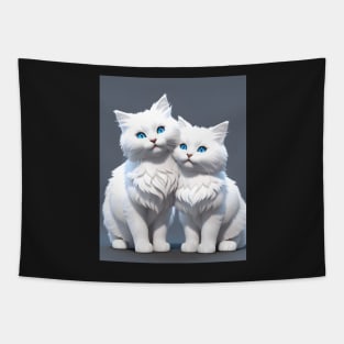 White Cats - Modern Digital Art Tapestry