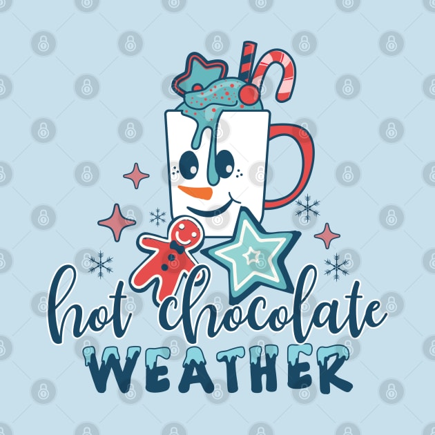 Hot Chocolate Weather Retro Winter Snowman Christmas by JDVNart