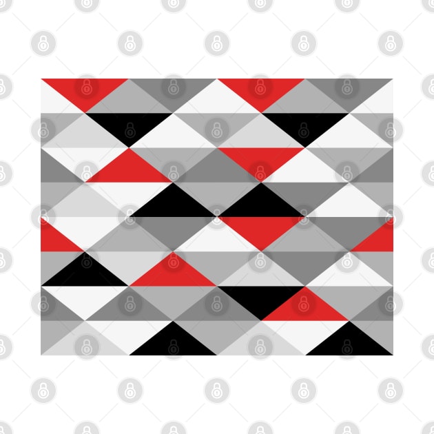 Modern Geometric Triangles Pattern | Red Grey by stuartjsharples