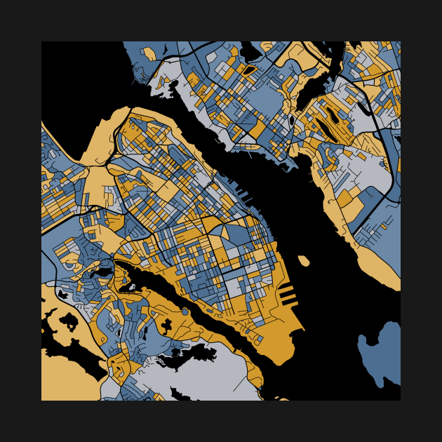 Halifax Map Pattern in Blue & Gold by PatternMaps