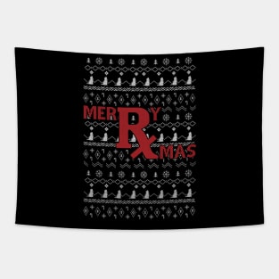 Merry Xmas Pharmacist Ugly CHristmas Sweater Pharmacy Tech Tapestry