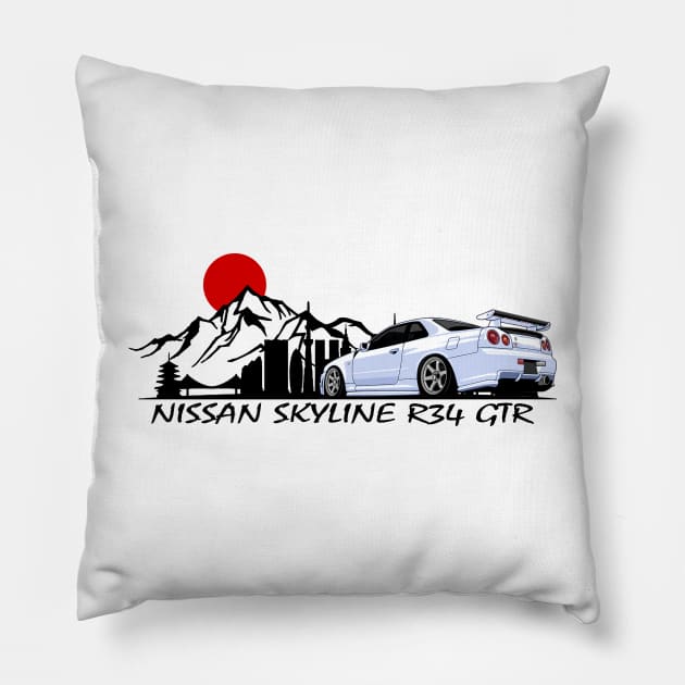 Nissan Skyline GTR R34, JDM Car Pillow by T-JD