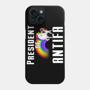 President of ANTIFA black power rainbow unicorn Phone Case