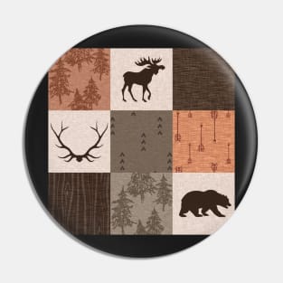 woodland patchwork - rust/brown Pin