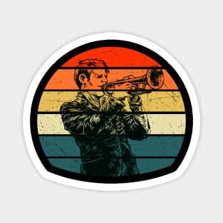 Trumpet Player Musician Blaskapelle Jazz Retro Magnet