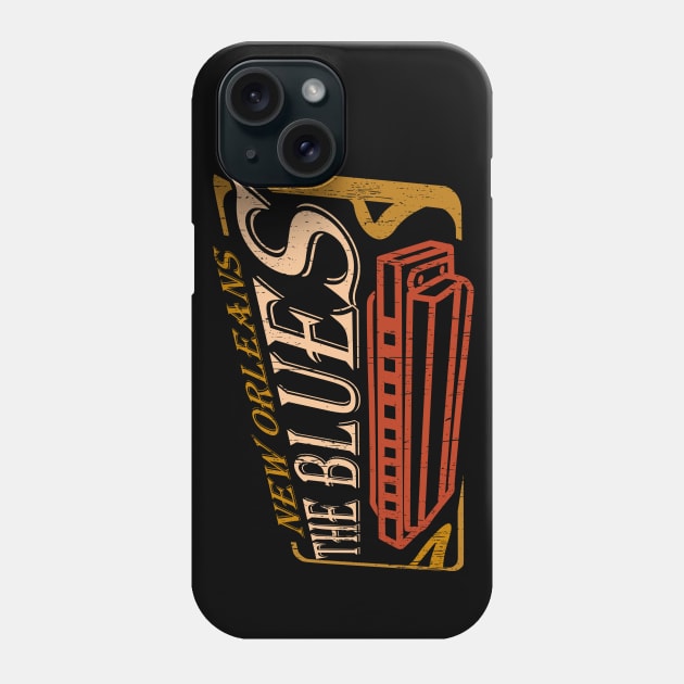 The Blues harmonica New Orleans music distressed Phone Case by SpaceWiz95