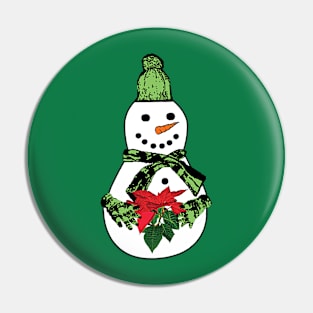 Poinsettias - Christmas Snowman Pin