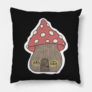 Cottagecore Mushroom House Pillow