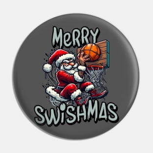 Merry Swishmas - Basketball Santa Pin