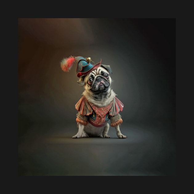 Pug Dog in Jester Costume by candiscamera