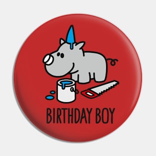 Birthday boy Rhino party hat happy birthday Pin