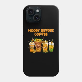 Funny Moody Before Coffee Quote Western Cow Cool Coffee Phone Case