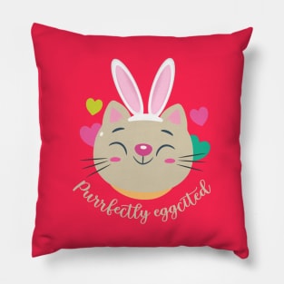 Purrfectly Eggcited Easter Cat Pillow