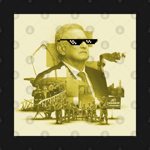 amlo the mexican president in swag style art collage ecopop by jorge_lebeau