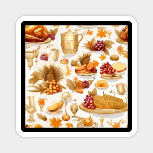 Thanksgiving inspired pattern with turkey, grapes and leafs Magnet