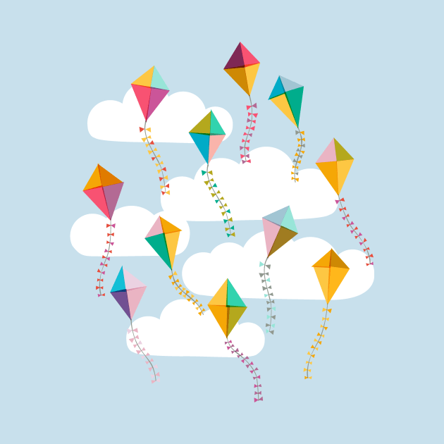 Flying Kites {Sky} Blue Sky and Clouds by Cecilia Mok