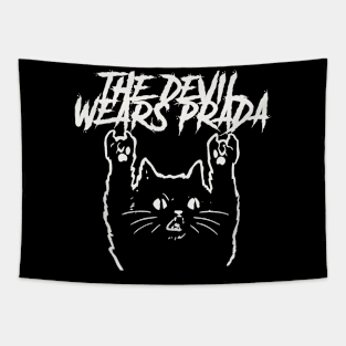 devils wear and the cat Tapestry