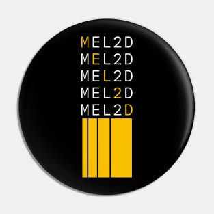 Mel2D T-shirt with golden stripes, golden and white letters Pin