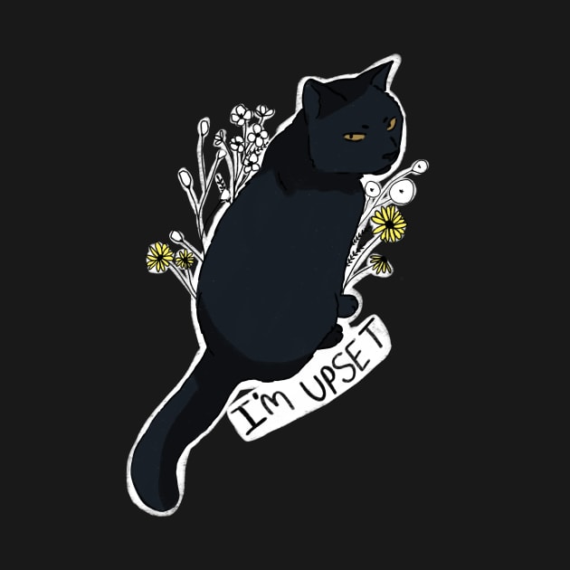 Funny black cat with flowers is upset by Mayarart