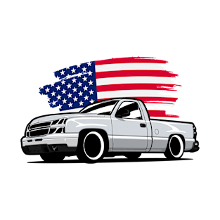 Gray Silverado with USA flag T-Shirt