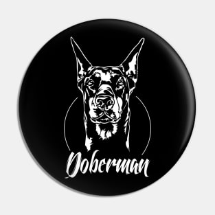 Proud Doberman Pinscher dog portrait Pin