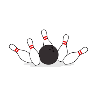 Bowling ball striking falling pins T-Shirt