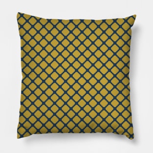 Retro Mustard Blue Modern Pattern Pillow