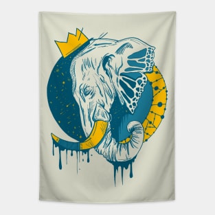 Retro Wave Royal Elephant Tapestry