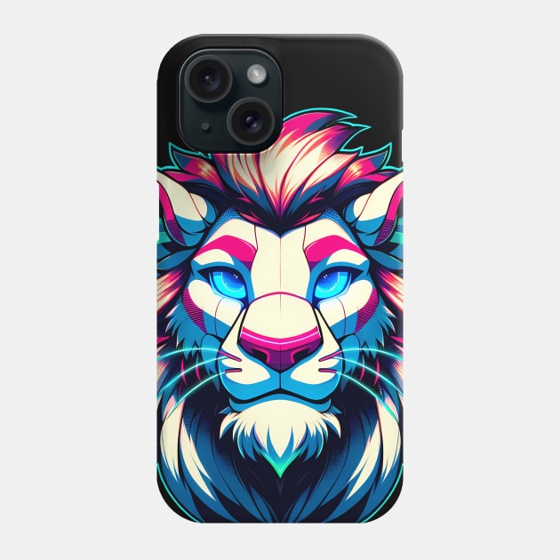 Cyberpunk Neon Furry Anthro Lion V2 Phone Case by Blue Bull Bazaar