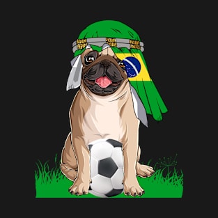 Cute Dog lovers Cute Pug Retro Brazil Flag Pride T-Shirt