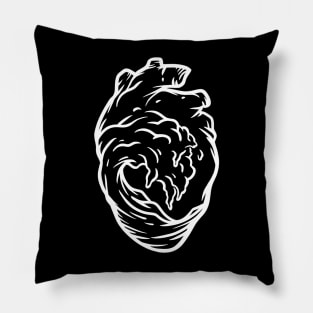 My Heart Is An Ocean - White on Black Pillow