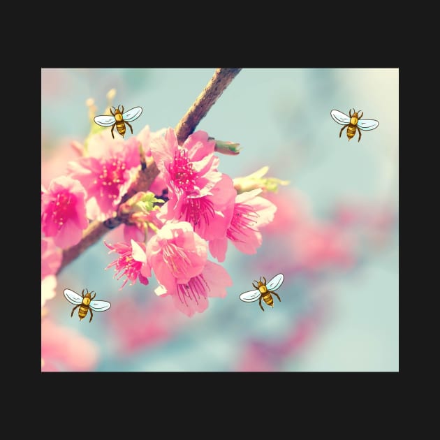 Cherry Blossoms and HoneyBees by gillys