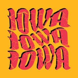 IOWA Vintage Typography Design T-Shirt