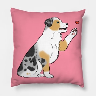 Australian Shepherd and Heart, Sweet Aussie Dog, Aussie Mom, Aussie Dad Pillow