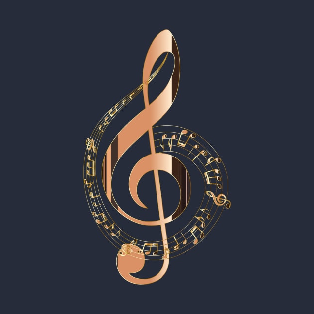 Golden Treble Clef With Music Notes background by Mr.Dom store