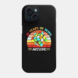 10 Years Old Of Being Awesome Puzzle Cube 10Th Birthday Phone Case