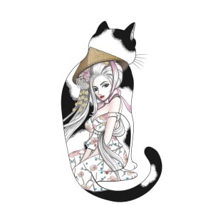 Geisha Cat Tattoo T-Shirt